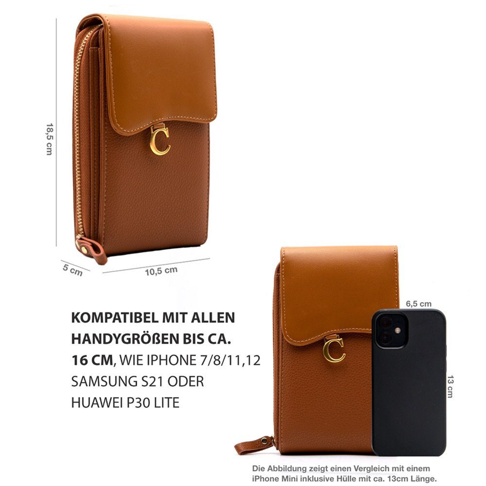 FITSU Umhängetasche Handytasche zum Umhängen, Damen Schultertasche, Umhängetasche, Handytasche mit Geldbörse und abnehmbaren Umhängeriemen – Bild 4 von 5