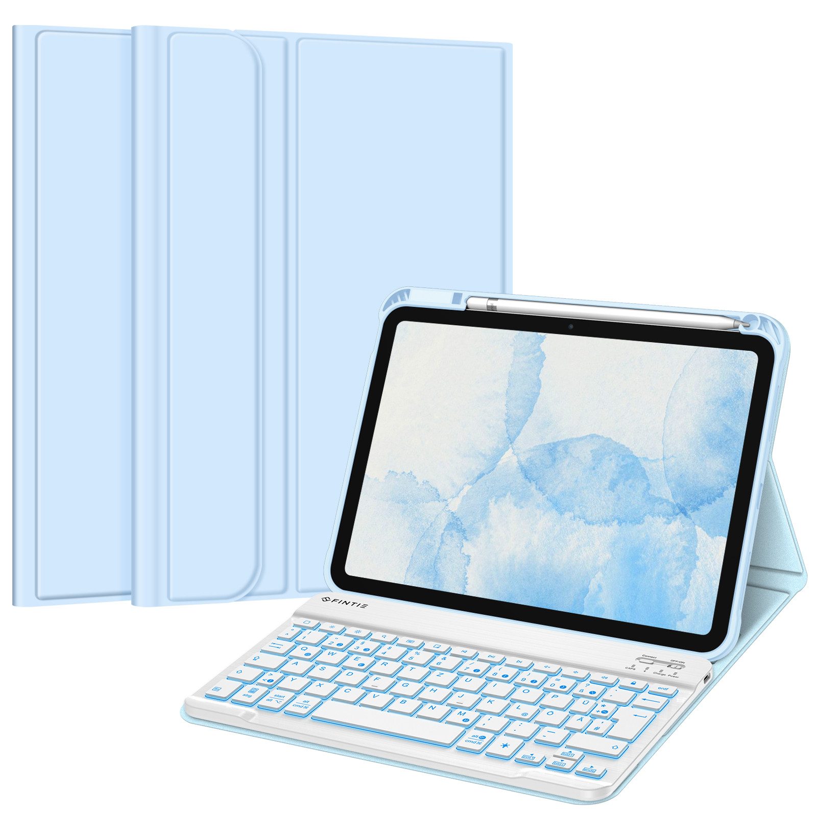 Fintie Tablet-Hülle mit Tastatur für iPad 11 Generation 2025 11'', iPad 10 Gen 2022 10.9'' 11 Zoll/10.9 Zoll, 7-farbige Hintergrundbeleuchtung, Magnetische Bluetooth-Keyboard