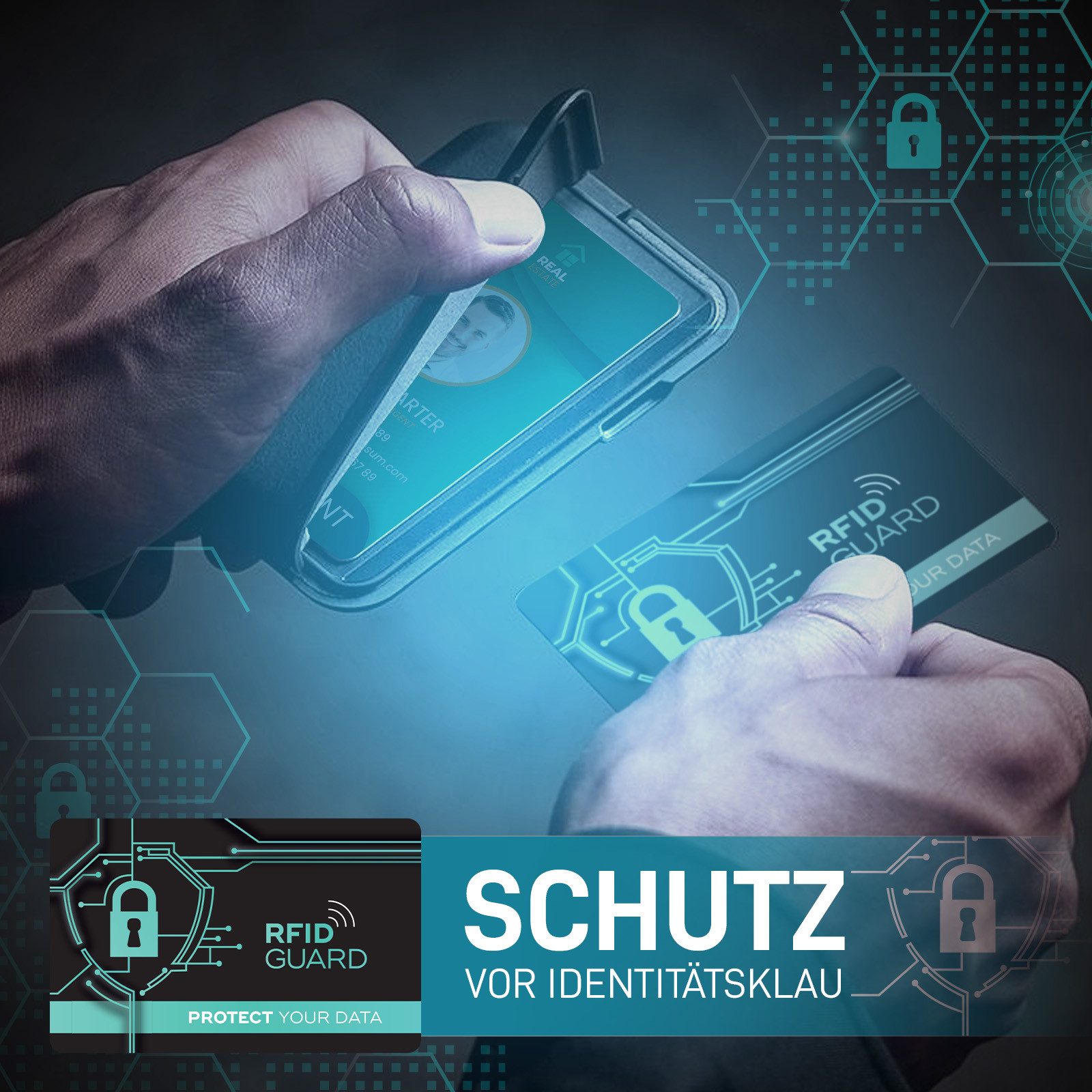 Tec-Expert Geldbörse RFID GUARD 4x RFID NFC Scan Blocker Karte Abschirmung Geldbörse (4-tlg., Set aus 4x RFID / NFC Block Card), RFID Blocker Karte, NFC Block C – Bild 3 von 5