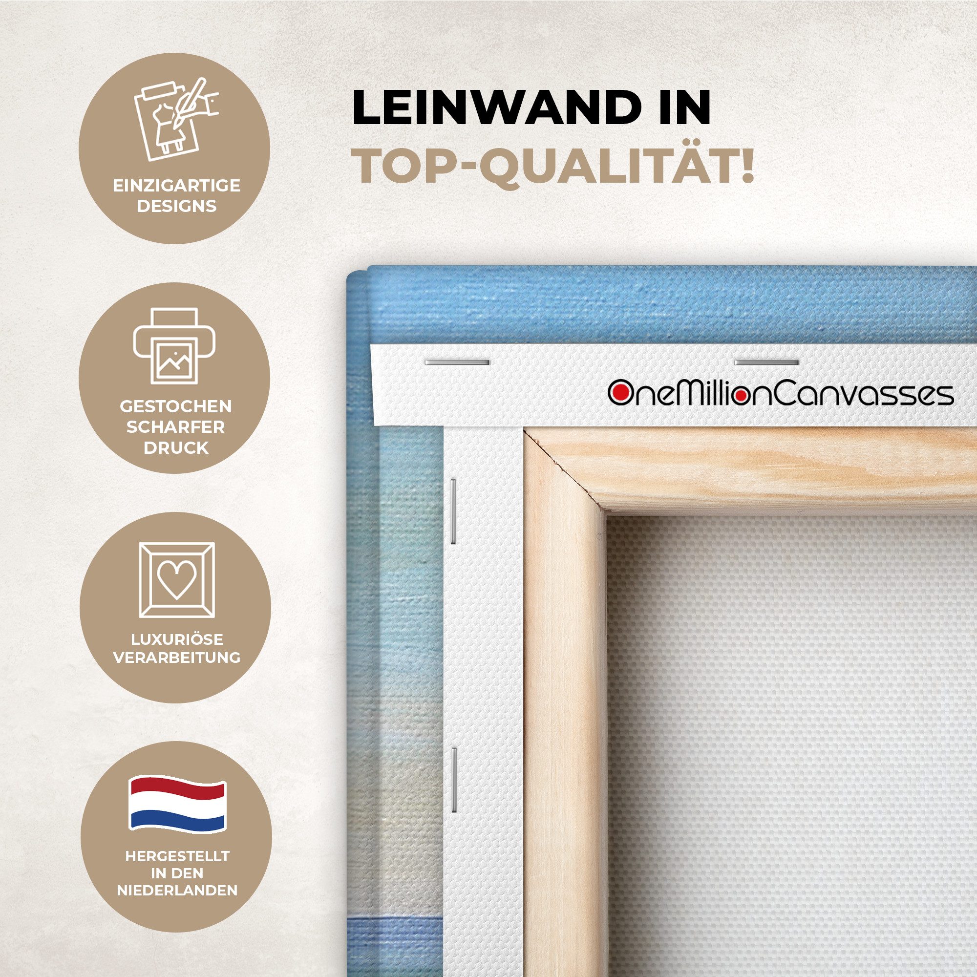 OneMillionCanvasses® Leinwandbild Malerei - Haus - Ölfarbe - Dorf, Fotodruck (1 St), Wandbild, Deko Schlafzimmer Wohnzimmer Flur 20x20 cm