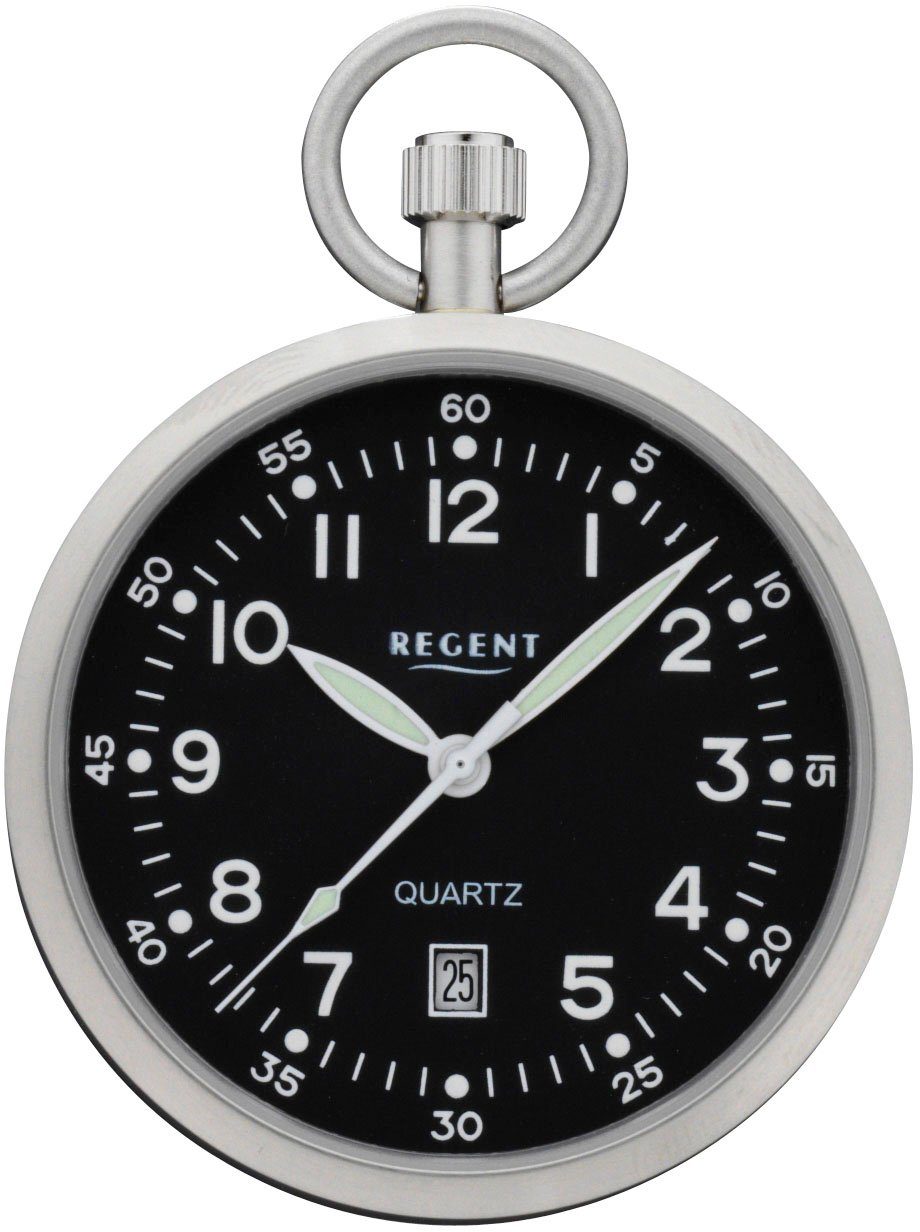 Regent Taschenuhr P777, (Set, 2-tlg., mit Kette), Quarzuhr, Herrenuhr, Datum, Mineralglas, analog
