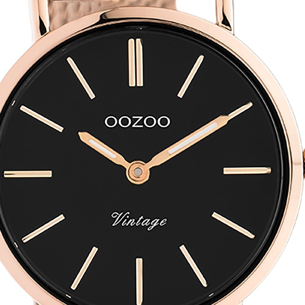 OOZOO Quarzuhr Oozoo Unisex Armbanduhr roségold Analog, (Analoguhr), Damen, Herrenuhr rund, klein (ca 28mm) Edelstahlarmband, Elegant-Style