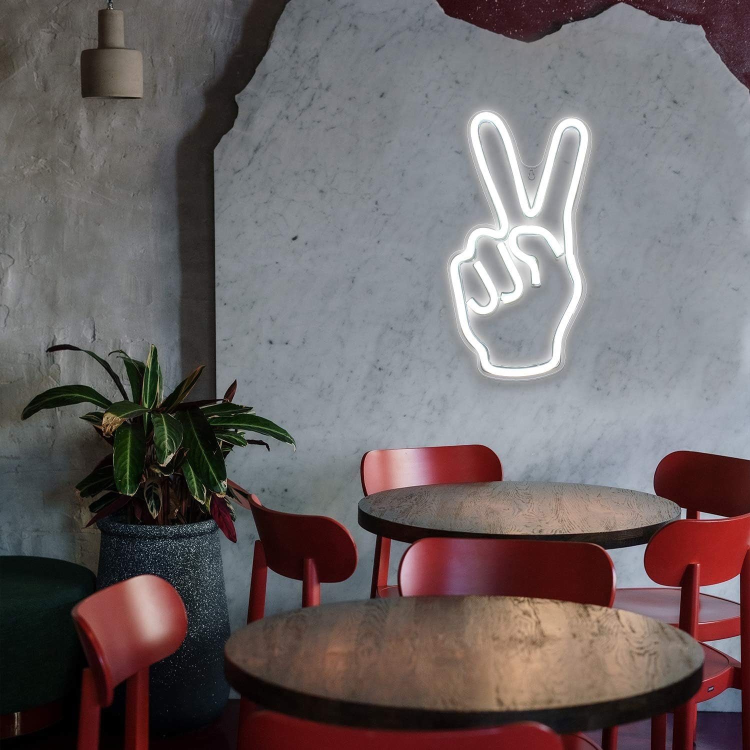 Victory Sign Peace (1-St) LED Wandschild Licht LED Stirnlampe Wandleuchten Gesture Neon zggzerg