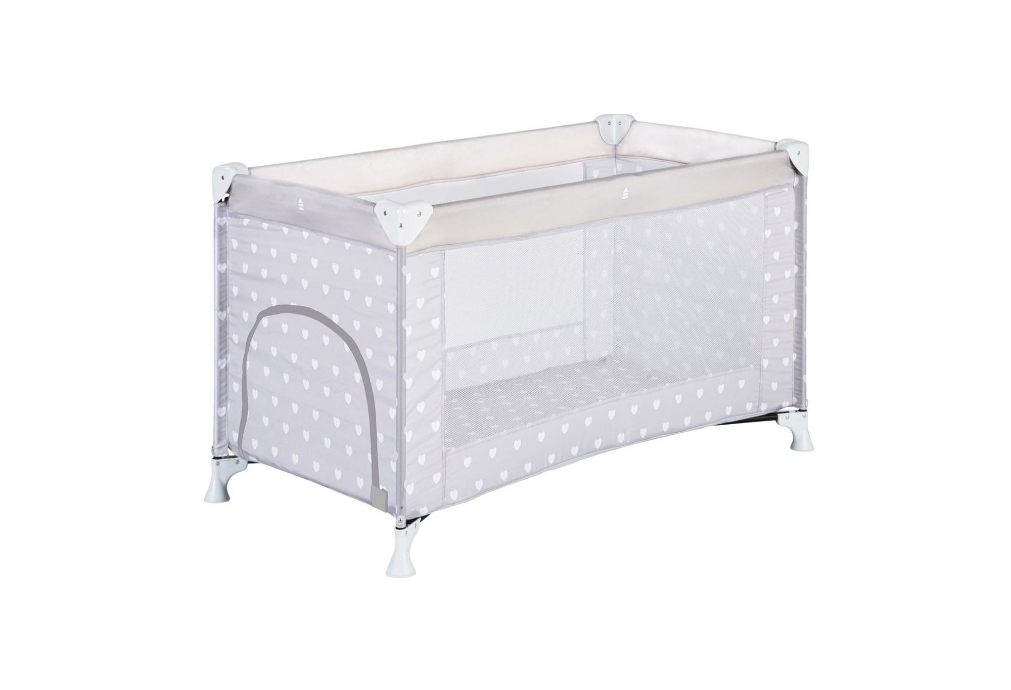 Reisebett 60x120 cm Herzchen grau