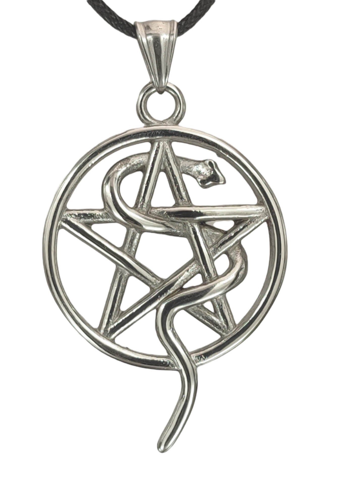 Pentagramm Edelstahl Anhänger großer Schlange Leather Magie Schutz of Kettenanhänger Kiss Pentagram weiße