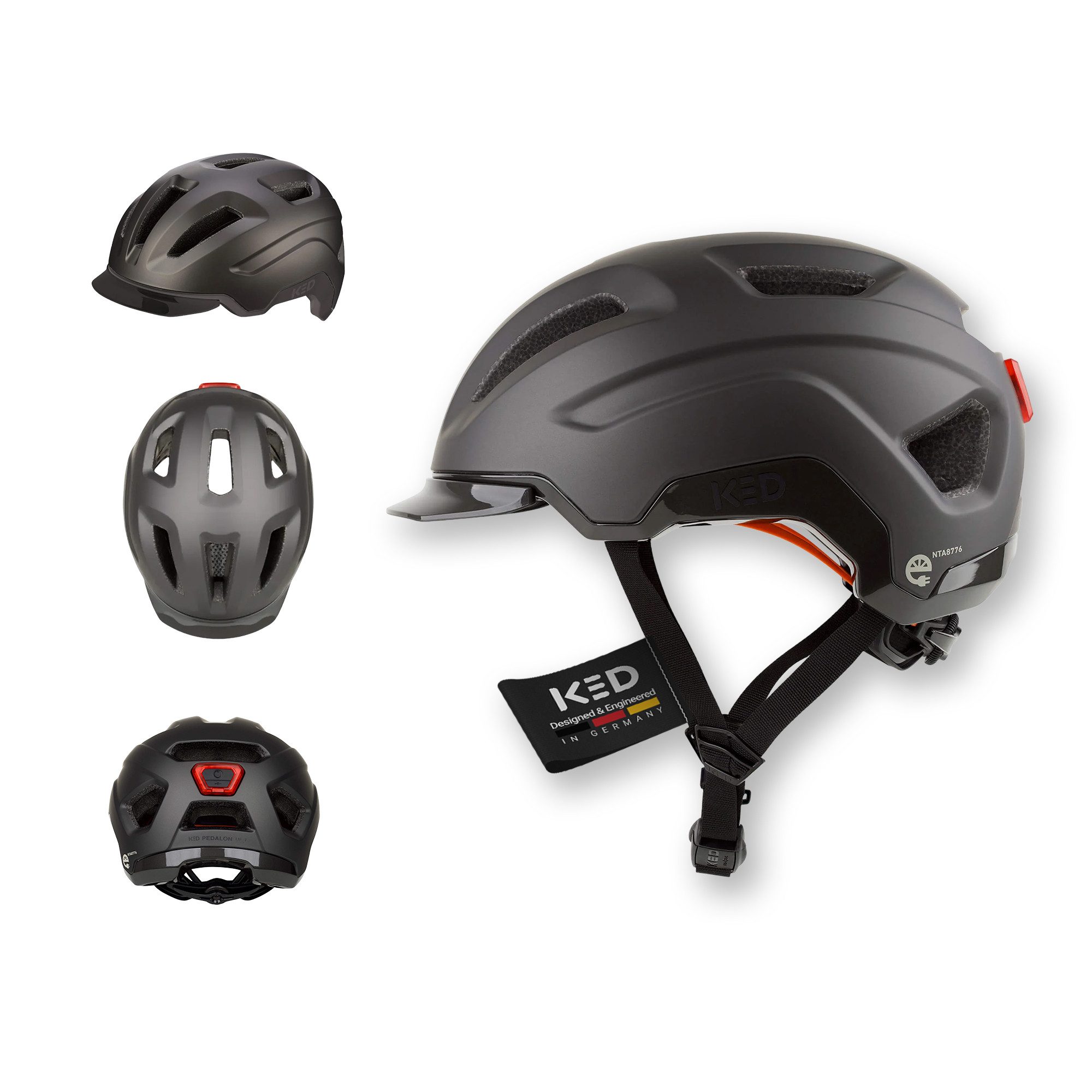 KED Fahrradhelm Pedalon E-Bike Helm, mit LED-Rücklicht und Maxshell-Technologie
