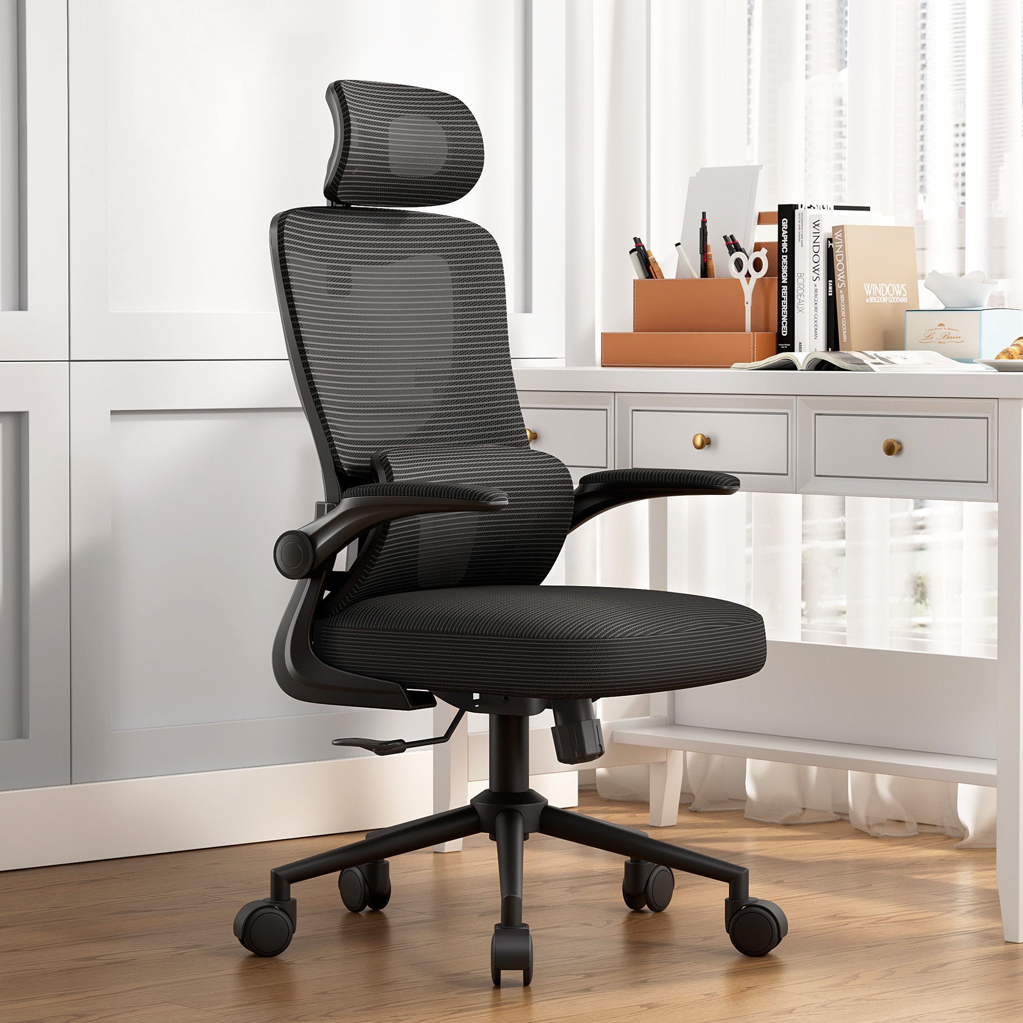 BRTHORY Bürostuhl Schreibtischstuhl mit Kopfstütze/selbstadaptiver Lordosenstütze (1 St), Ergonomischer Arbeitsstuhl, Computerstuhl, Verstellbar