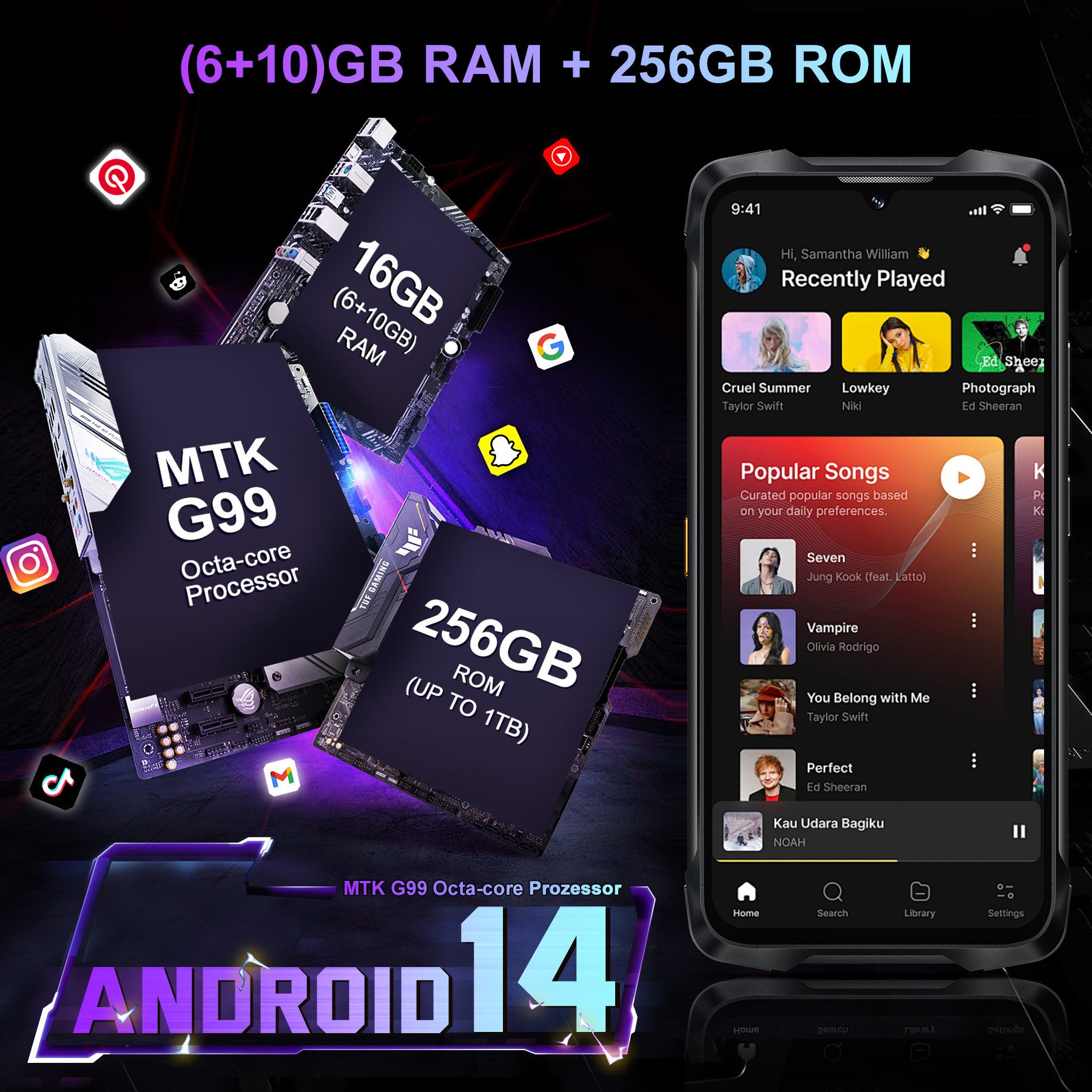 Cubot KingKong Power 3 4G Outdoor Smartphone (17,06 cm/6.72 Zoll, 256 GB Speicherplatz, 100 MP Kamera, 6,72'' FHD+ Display, 10200mAh, IP68/IP69K, Dual SIM 4G, N – Bild 5 von 5