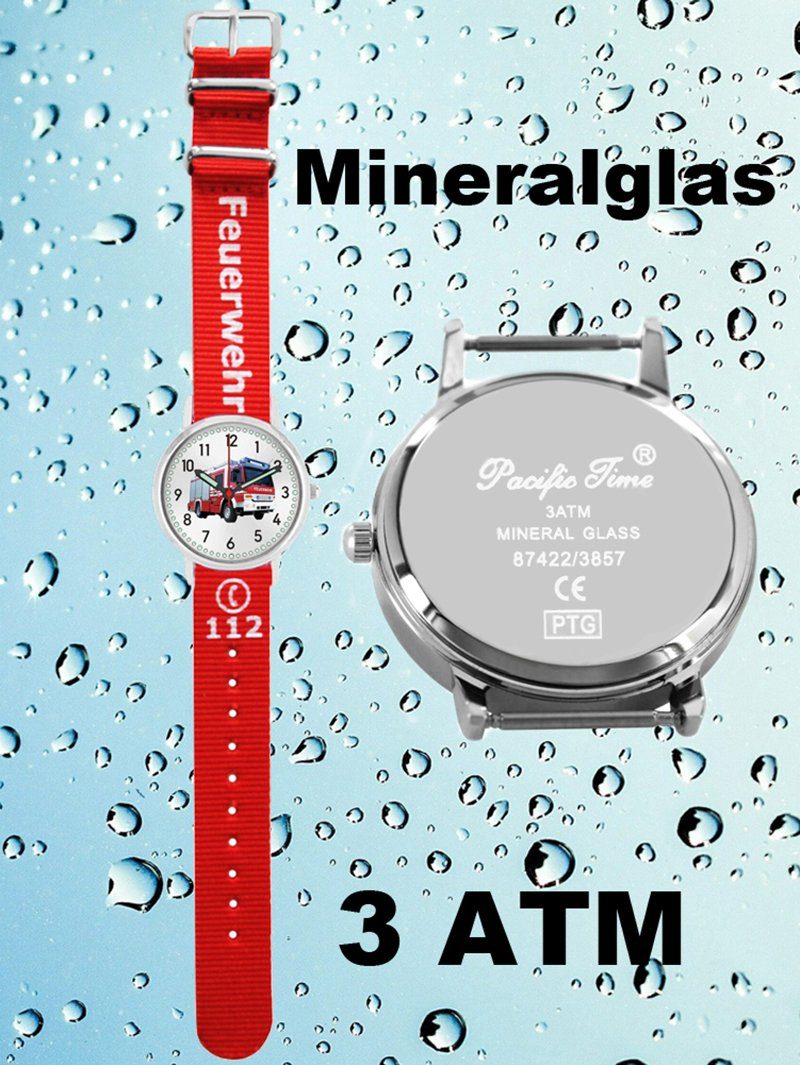 Pacific Time Quarzuhr Kinder Armbanduhr Feuerwehr Wechselarmband, Mix und Match Design - Gratis Versand