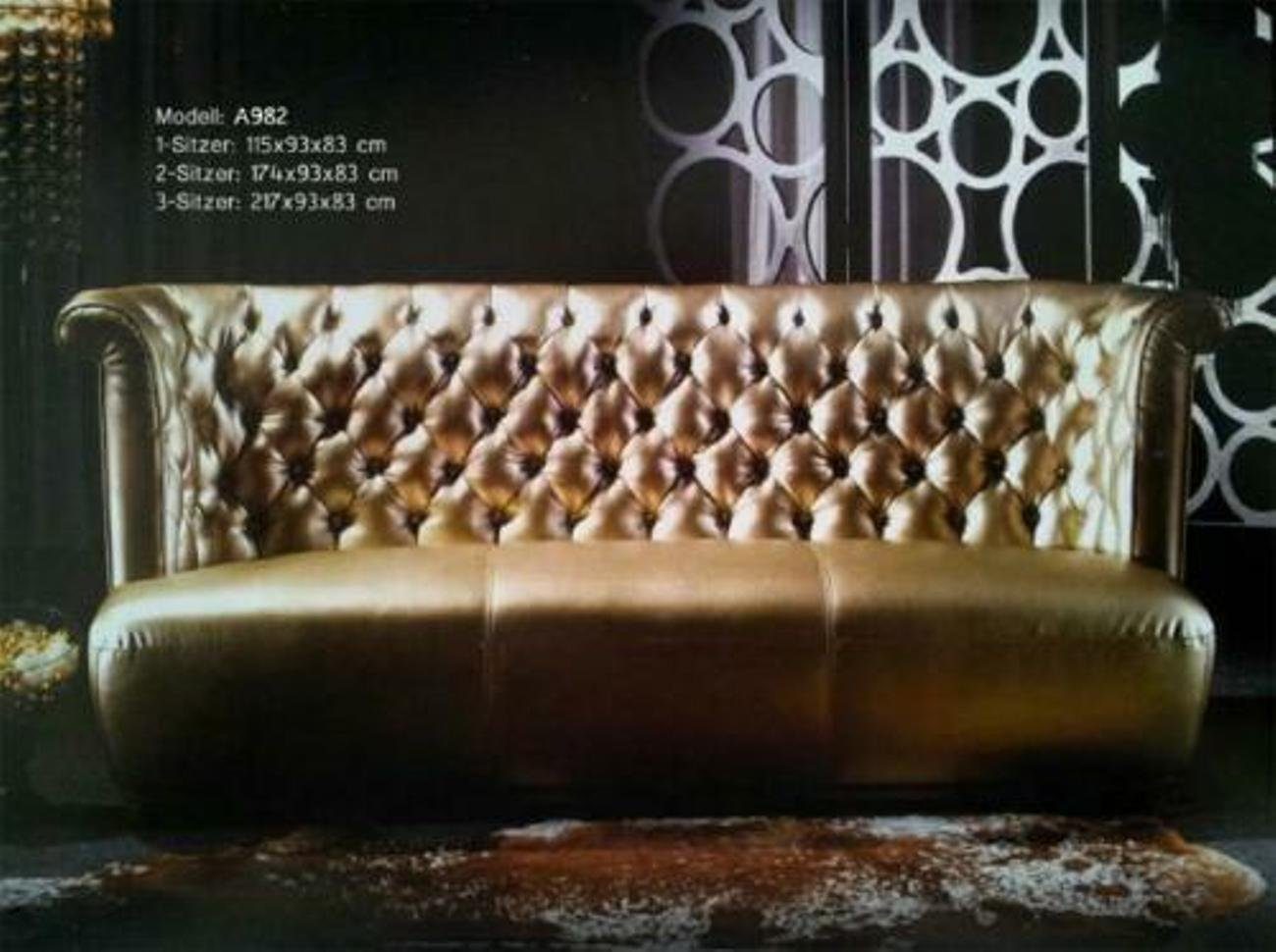 in Garnitur, Sofagarnitur JVmoebel Couch 3-Sitzer Europe Sofa Chesterfield Ledersofa Polster Made