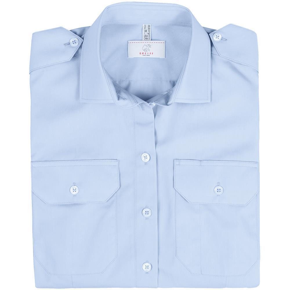 GREIFF Kurzarmbluse Greiff SIMPLE Damen Pilotbluse Kurzarm New-Kent Regular Hellblau