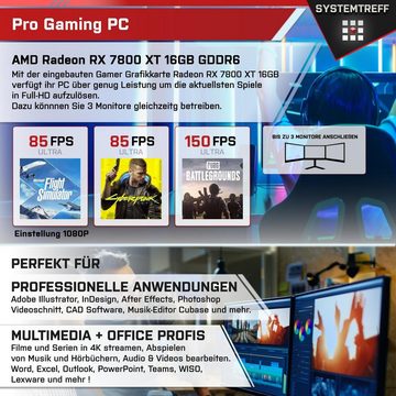 SYSTEMTREFF Gaming-PC (Intel Core i7 13700KF, Radeon RX 7800 XT, 32 GB RAM, 1000 GB SSD, Wasserkühlung, Windows 11, WLAN)