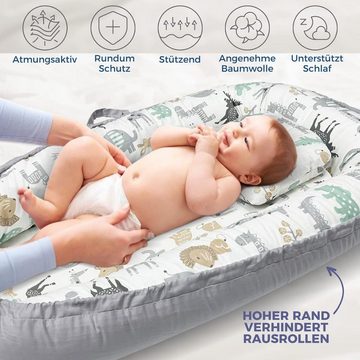 SKY & ZEN Kuschelnest Babynest: 3 teiliges Babynestchen Set für Neugeborene, (Set), flexibel Mitwachsend, für Mädchen und Jungen, leichte Reinigung