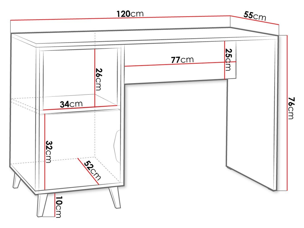 MIRJAN24 Schreibtisch Joker 14 (mit Drehtür), Skandinavisch, 120x55x76 cm