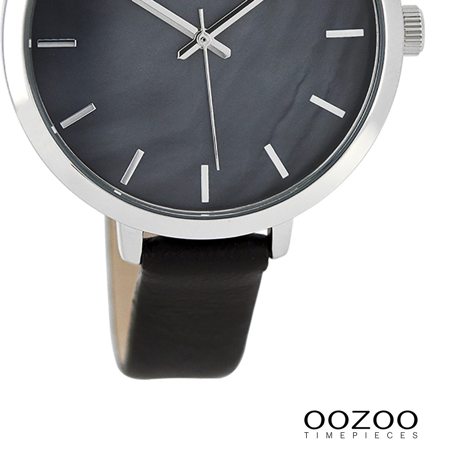 OOZOO Quarzuhr Oozoo Damen Uhr Casual schimmernd Leder, (Analoguhr), Damenuhr rund, mittel (ca. 38mm) Lederarmband, Casual-Style
