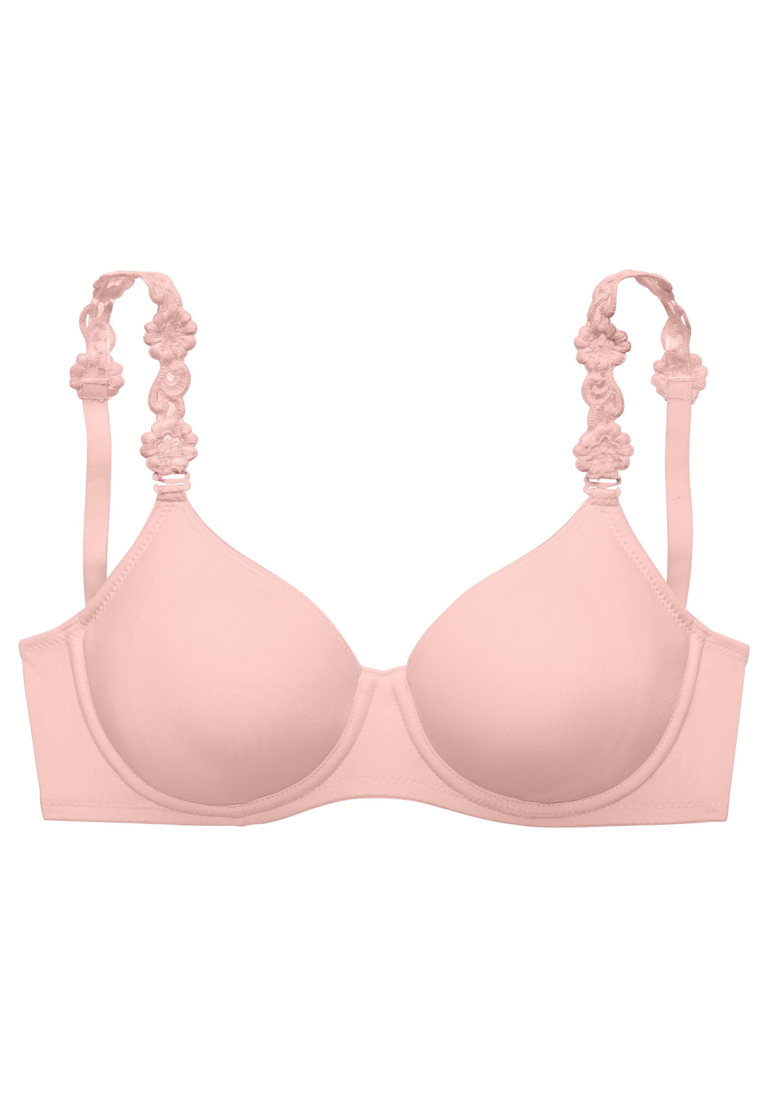 LASCANA T-Shirt-BH mit 3 Trägern (Wechselträger) und Stickerei – auch für große Größen