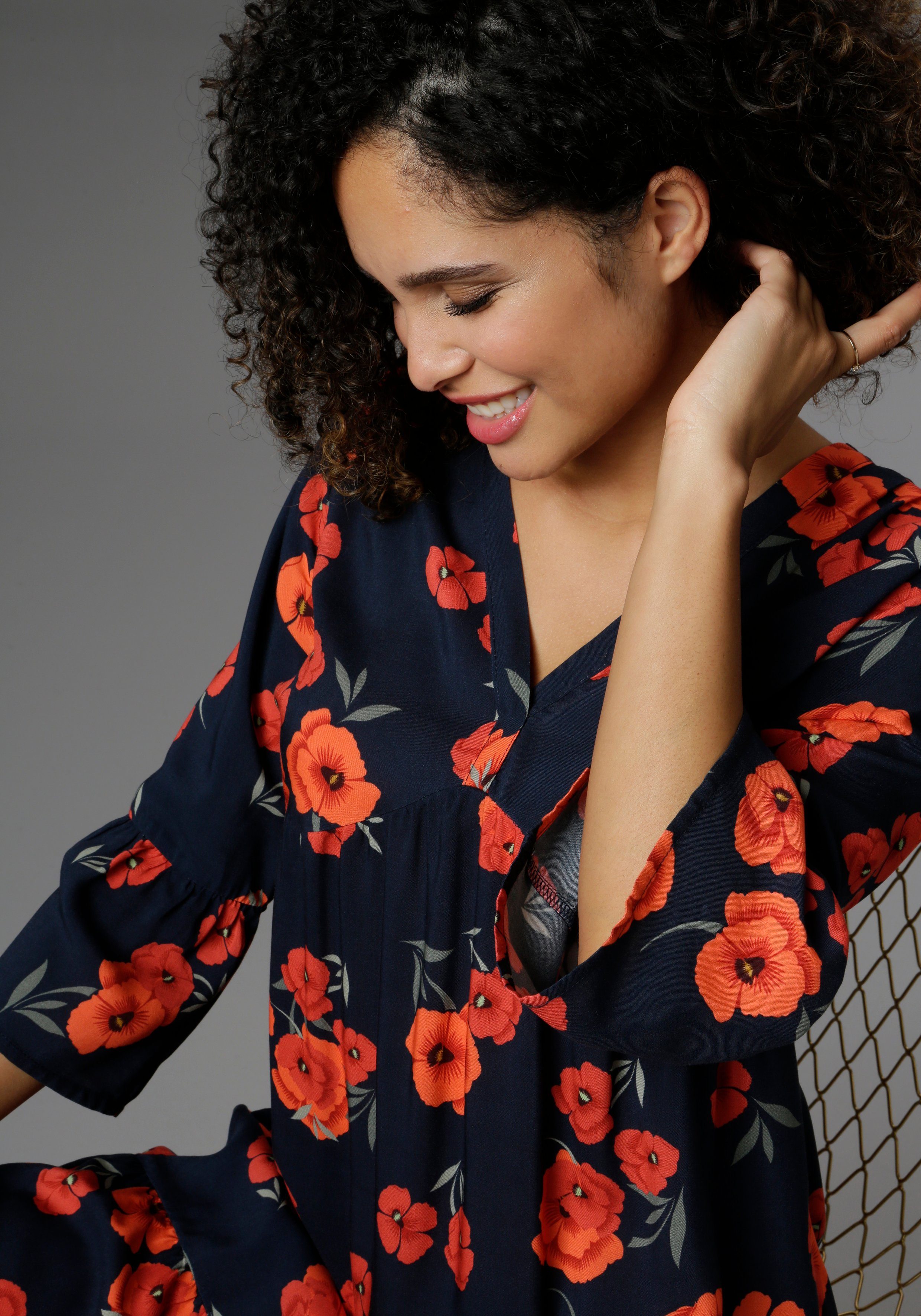 Aniston CASUAL Tunikakleid mit Klatschmohn-Blumen bedruckt