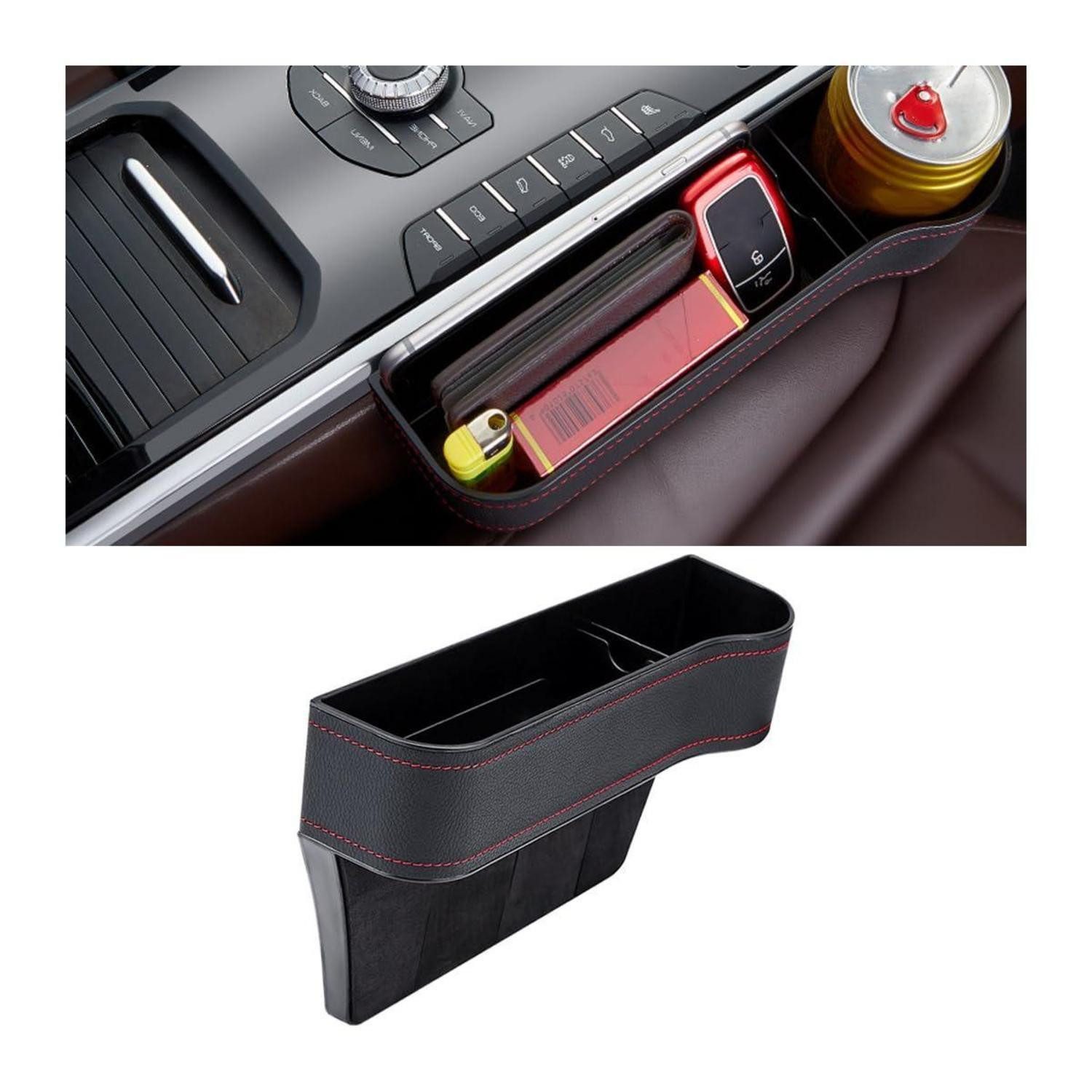 LuxusKollektion Autositzschutz Organizer Autositz Leder Mittelkonsole 26×6.1×16.3cm-Rechts