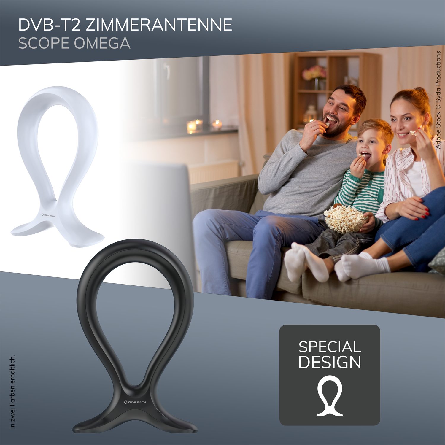 Oehlbach DVB-T2 Innenantenne (DVB-T2) Zimmerantenne Scope Omega Weiß für