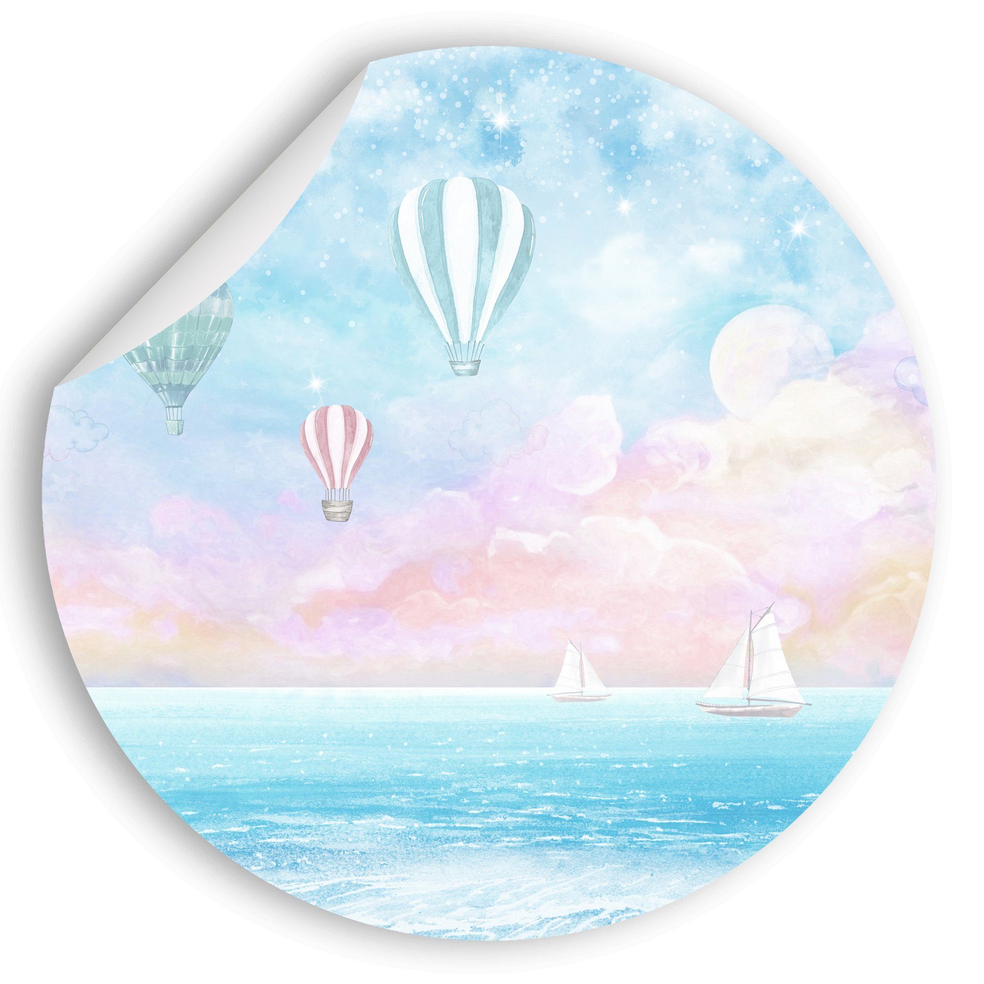 WallSpirit Wandsticker Wandaufkleber rund "Heißluftballons", selbstklebend, rückstandslos abziehbar