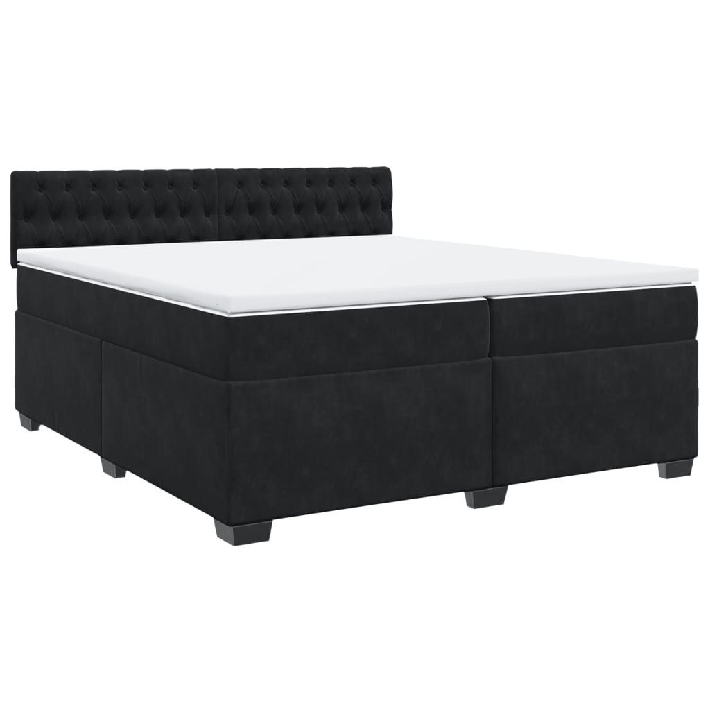 Bett Boxspringbett mit Matratze Schwarz 200x200 cm Samt