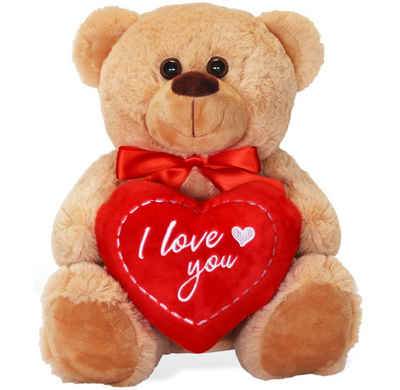 matches21 HOME & HOBBY Plüschfigur Teddybär mit Herz I love you braun 25 cm (1-St)