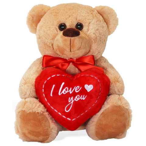 matches21 HOME & HOBBY Plüschfigur Teddybär mit Herz I love you braun 25 cm (1-St)