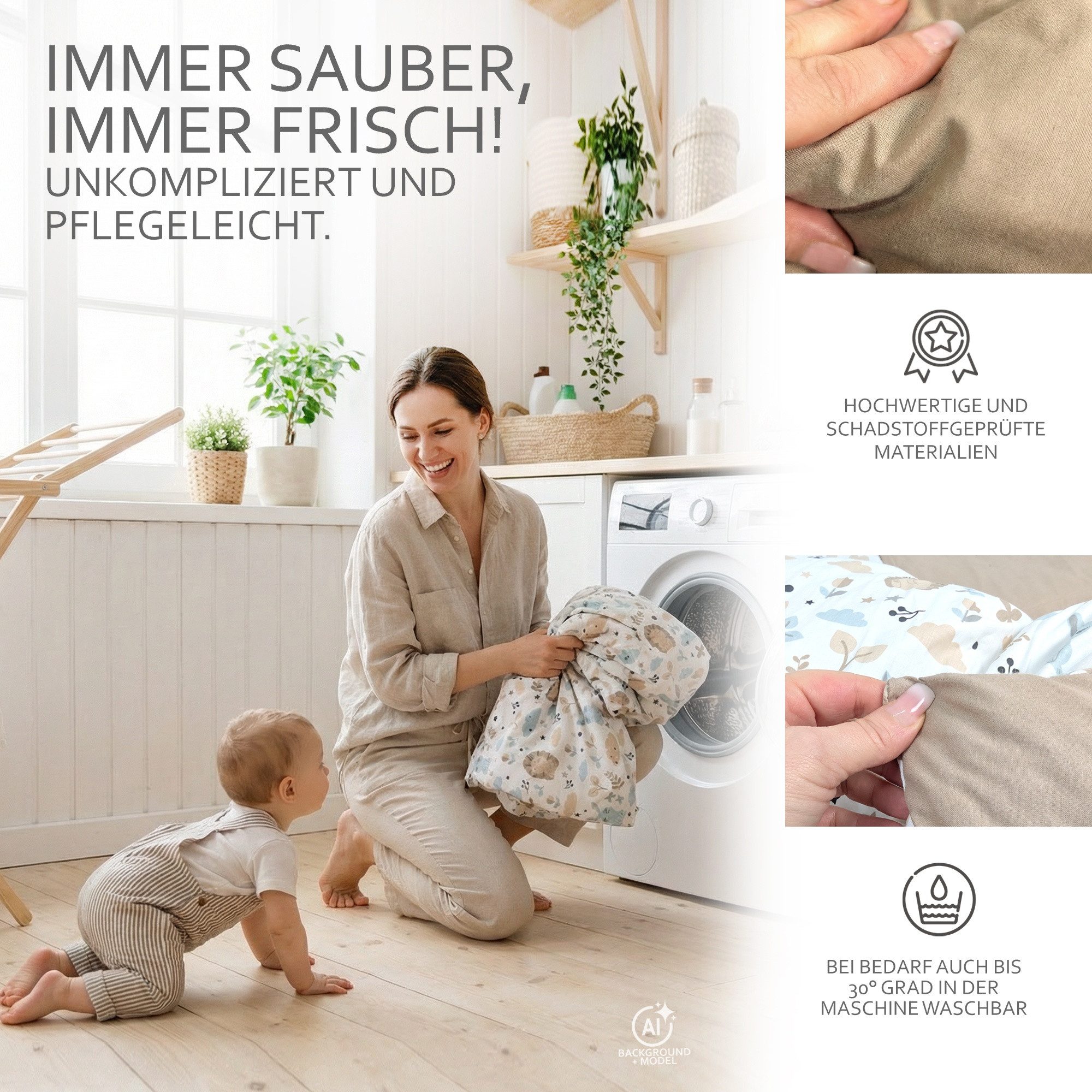 BambiniWelt by Rafael K. Kinderschlafsack Schlafsack mit Kissen & Reißverschluss für Kinder 3-7 Jahre 75x140 cm (Schlafsack mit Kissen und Transportbeutel), mit – Bild 4 von 5