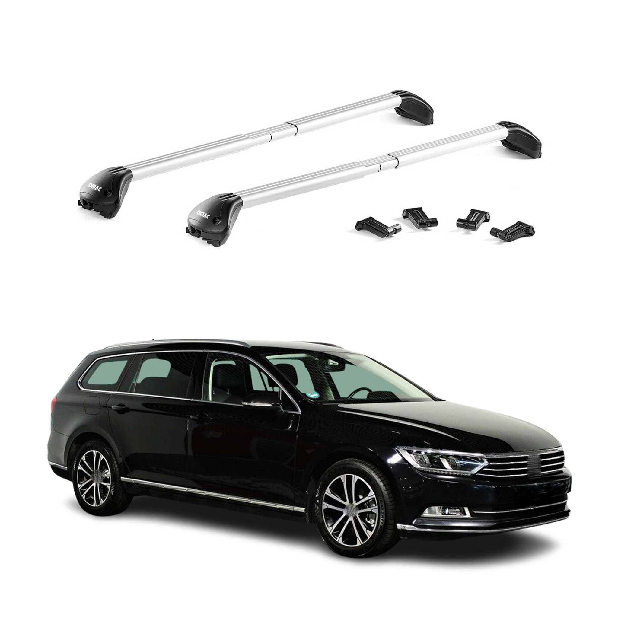 OMAC Dachträger für VW Passat Wagon B8 2015-2025 Alu Silber 2 tlg ABE (2-St), Wasserbeständig,Abnehmbar,Multifunktional,Leichtgewichtig