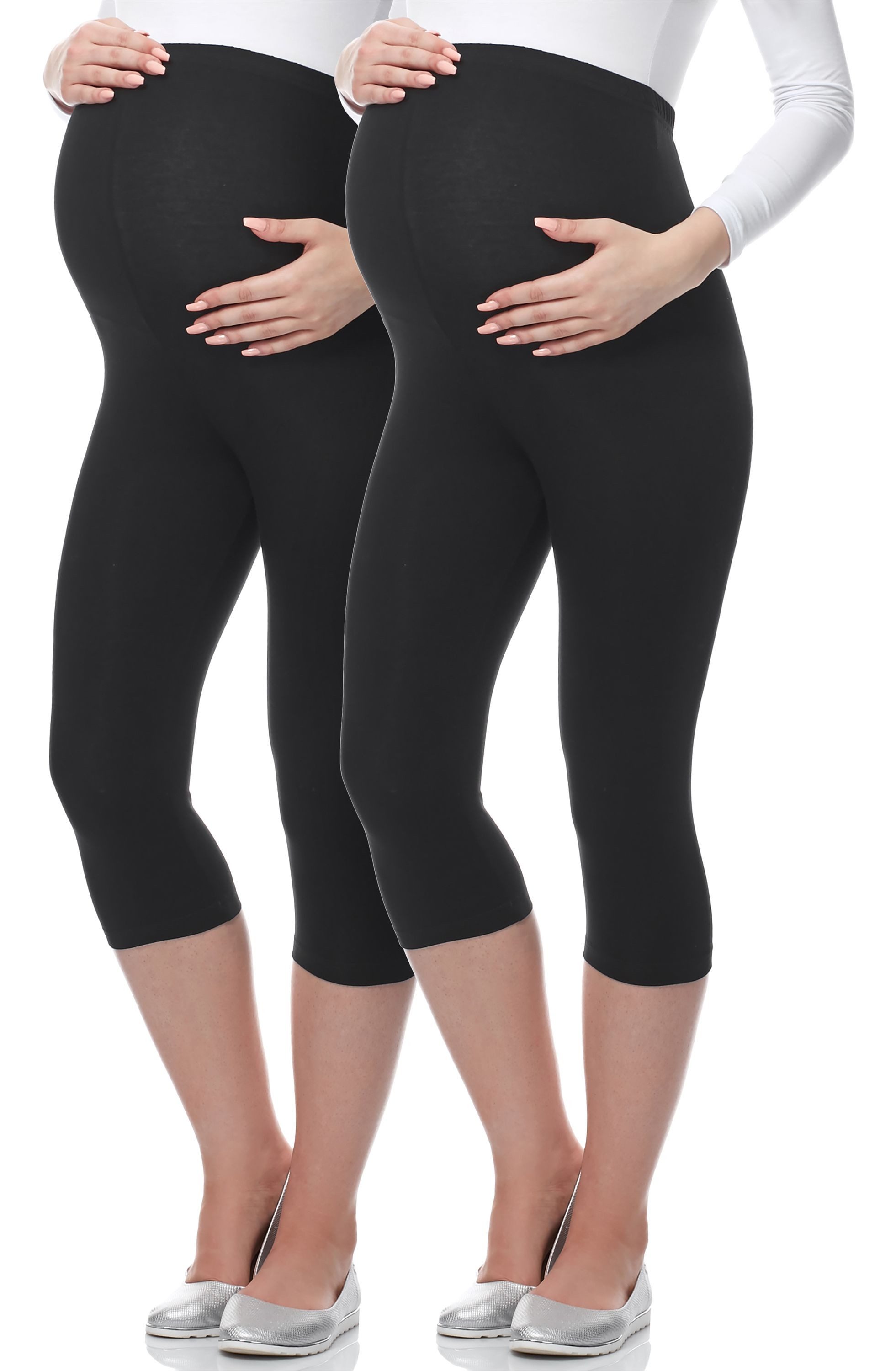 Be Mammy Umstandsleggings Damen 3/4 Capri Umstandhose Schwangerschafts Hosen BE-03 (2-tlg) aus Viskose