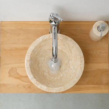 wohnfreuden Aufsatzwaschbecken Marmor Waschbecken TOWER 30 cm creme poliert, 7_39747