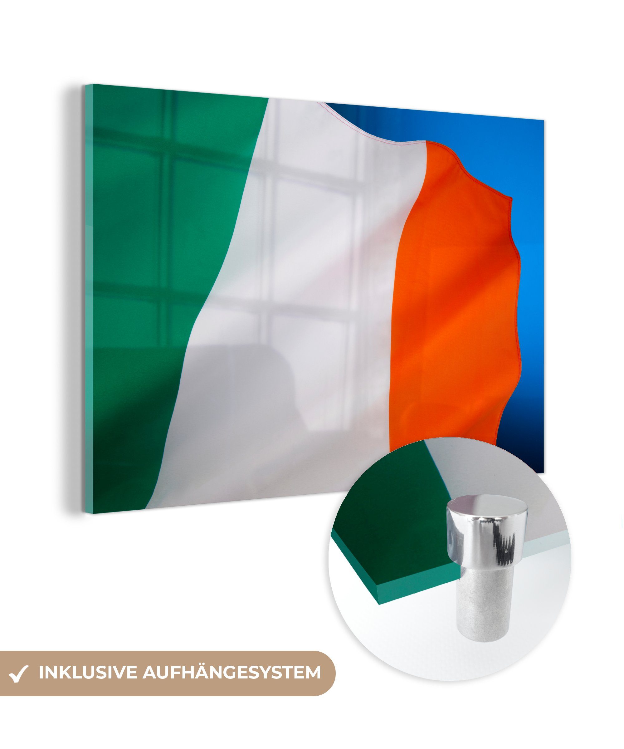 MuchoWow Acrylglasbild Die Nationalflagge von Irland, (1 St), Acrylglasbilder Wohnzimmer & Schlafzimmer