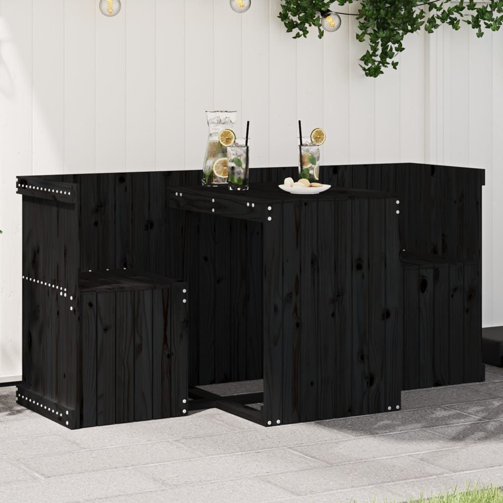 vidaXL Gartenlounge-Set Balkonmöbel-Set 2-Sitzer Schwarz Massivholz Kiefer, (1-tlg)