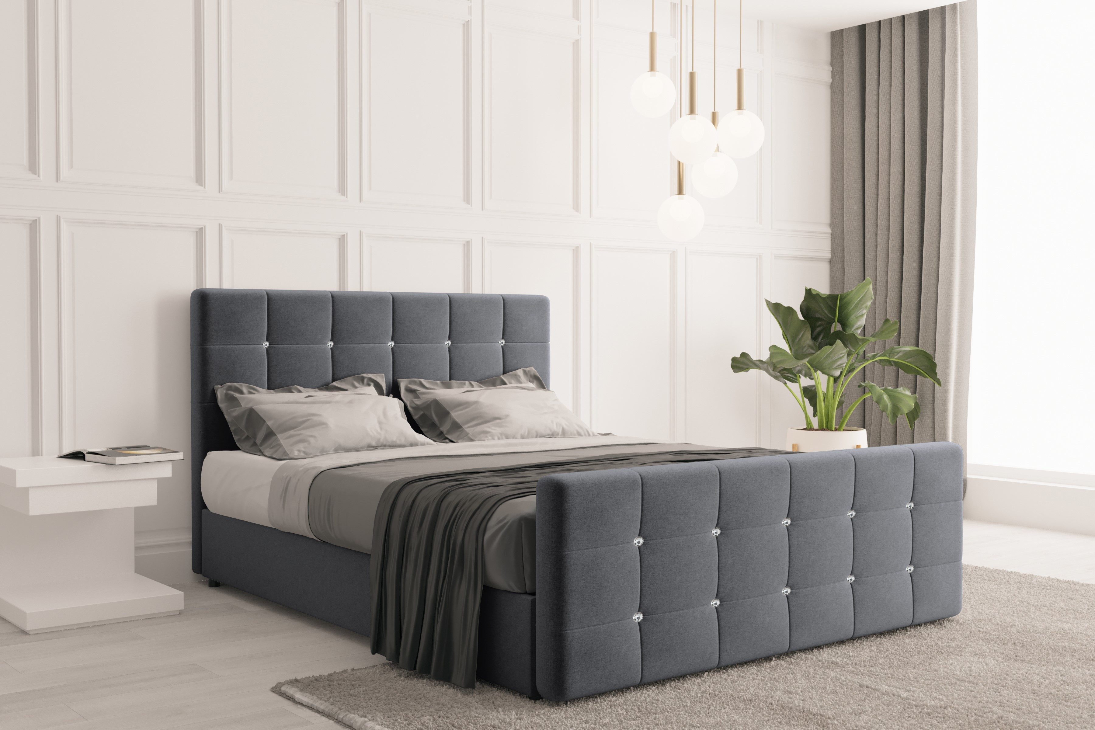 Kaiser Möbel Boxspringbett mit bettkasten und matratze, Schlafzimmerbett ROMA stoff Soro, Topper, Container
