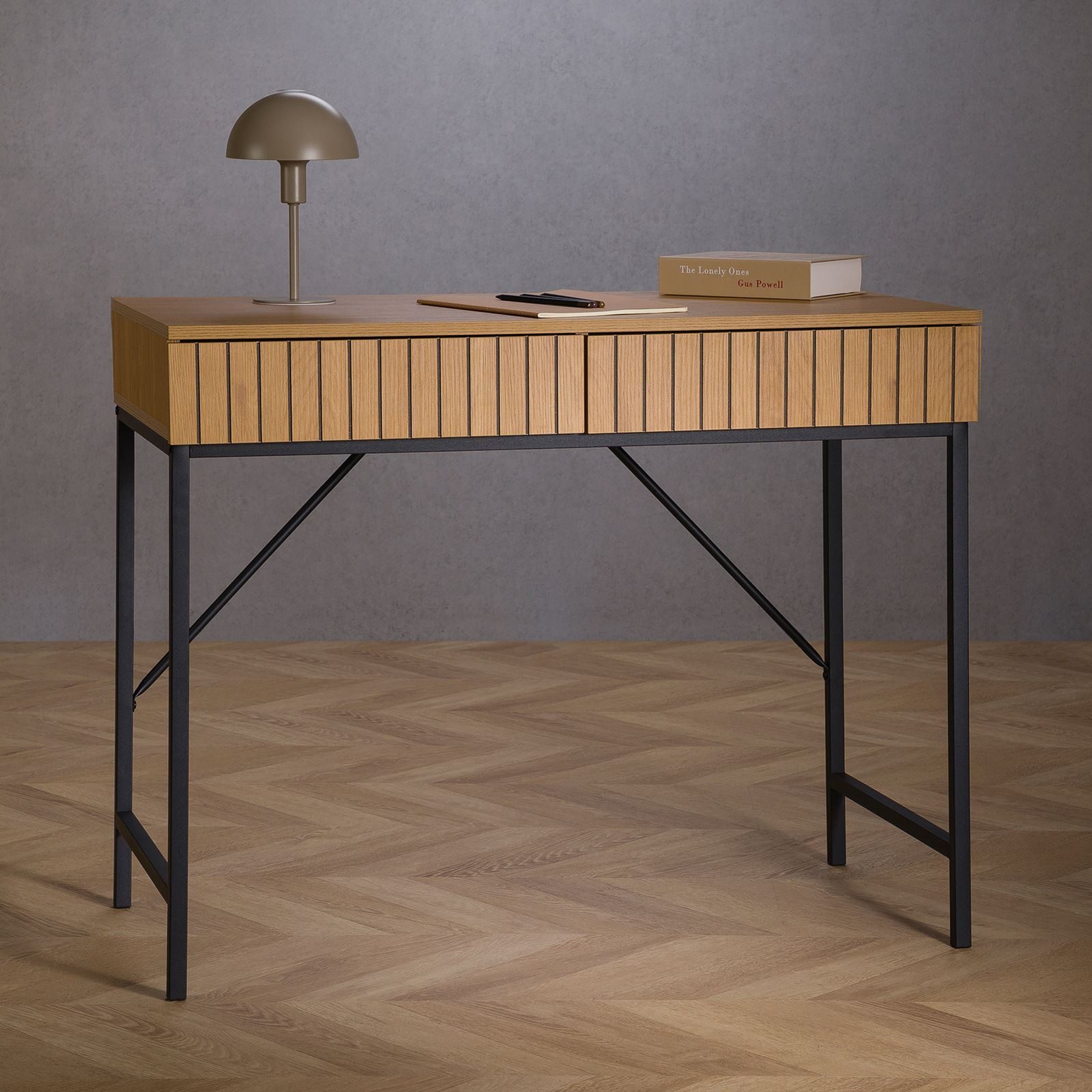 IDIMEX Schreibtisch PALE, Konsolentisch mit 2 Schubladen, Metallgestell & R günstig online kaufen