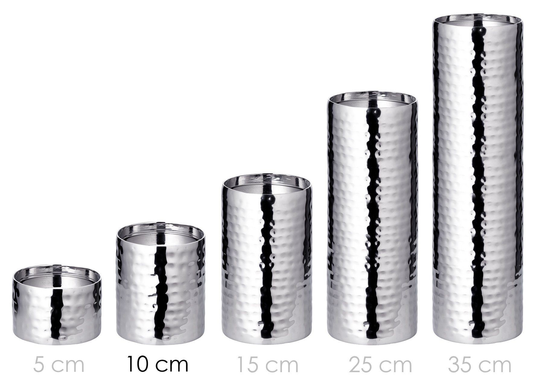 EDZARD Kerzenhalter Agadir (H 10 cm, Ø 8,5 cm) Edelstahl, hochglanzpoliert, gehämmert – Bild 4 von 5