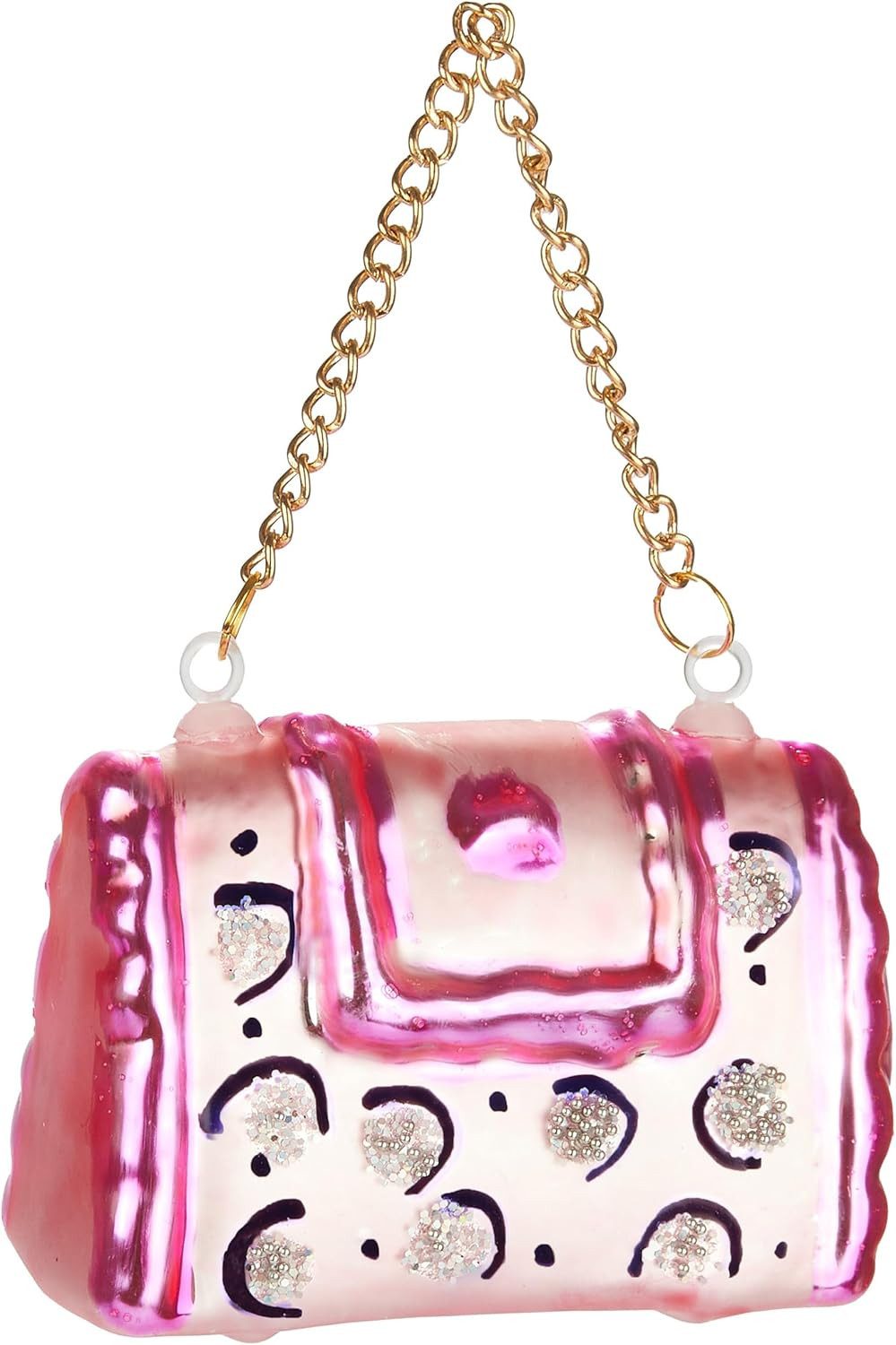 BRUBAKER Christbaumschmuck Handtasche - Handbemalte Weihnachtskugel aus Glas - 7,5 cm Baumkugel (1-tlg), Handtasche Rosa Pink Weihnachtsdeko Anhänger für Frauen - Mundgeblasen