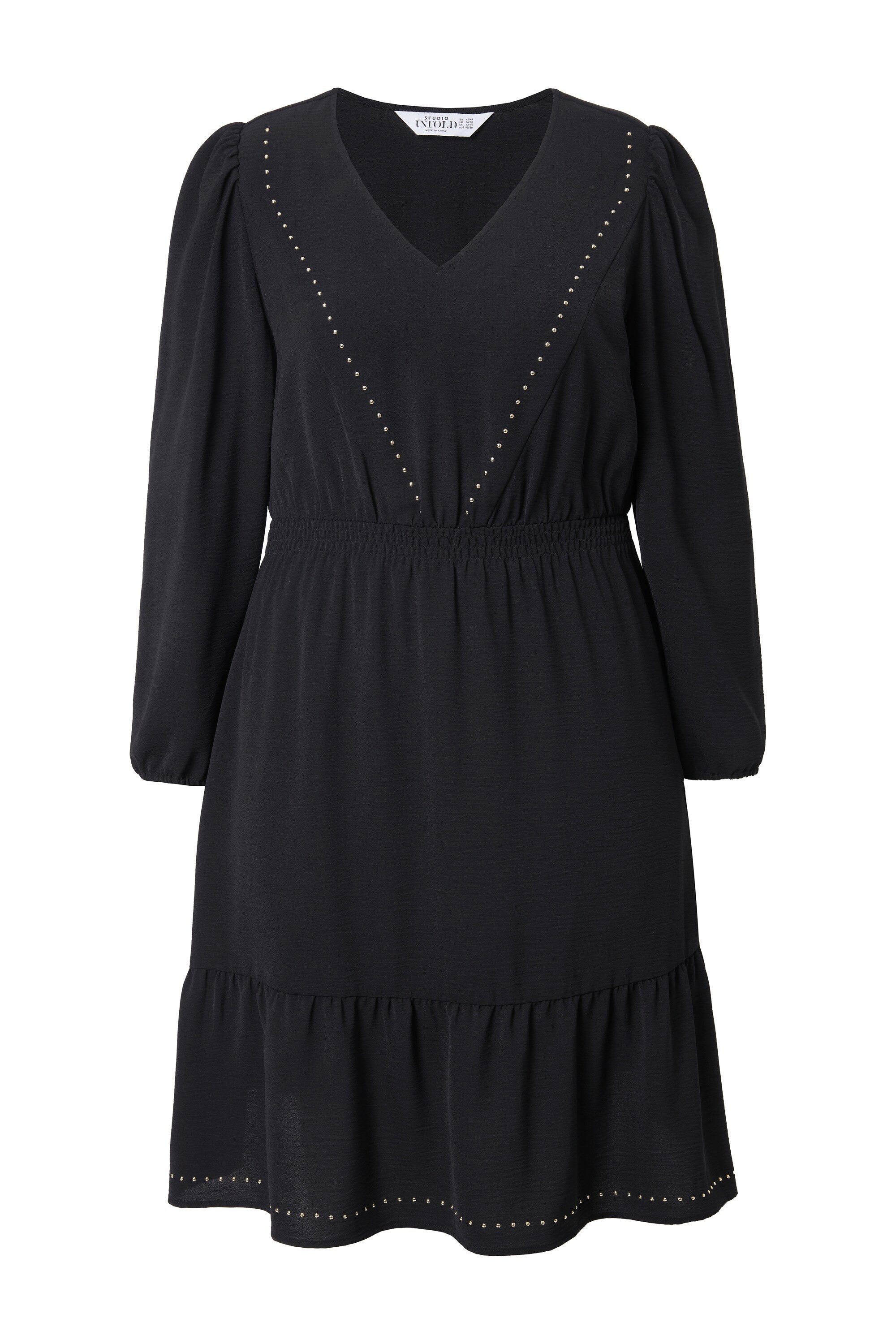 Studio Untold Jerseykleid Kleid A-Line V-Ausschnitt mit Ziernieten günstig online kaufen