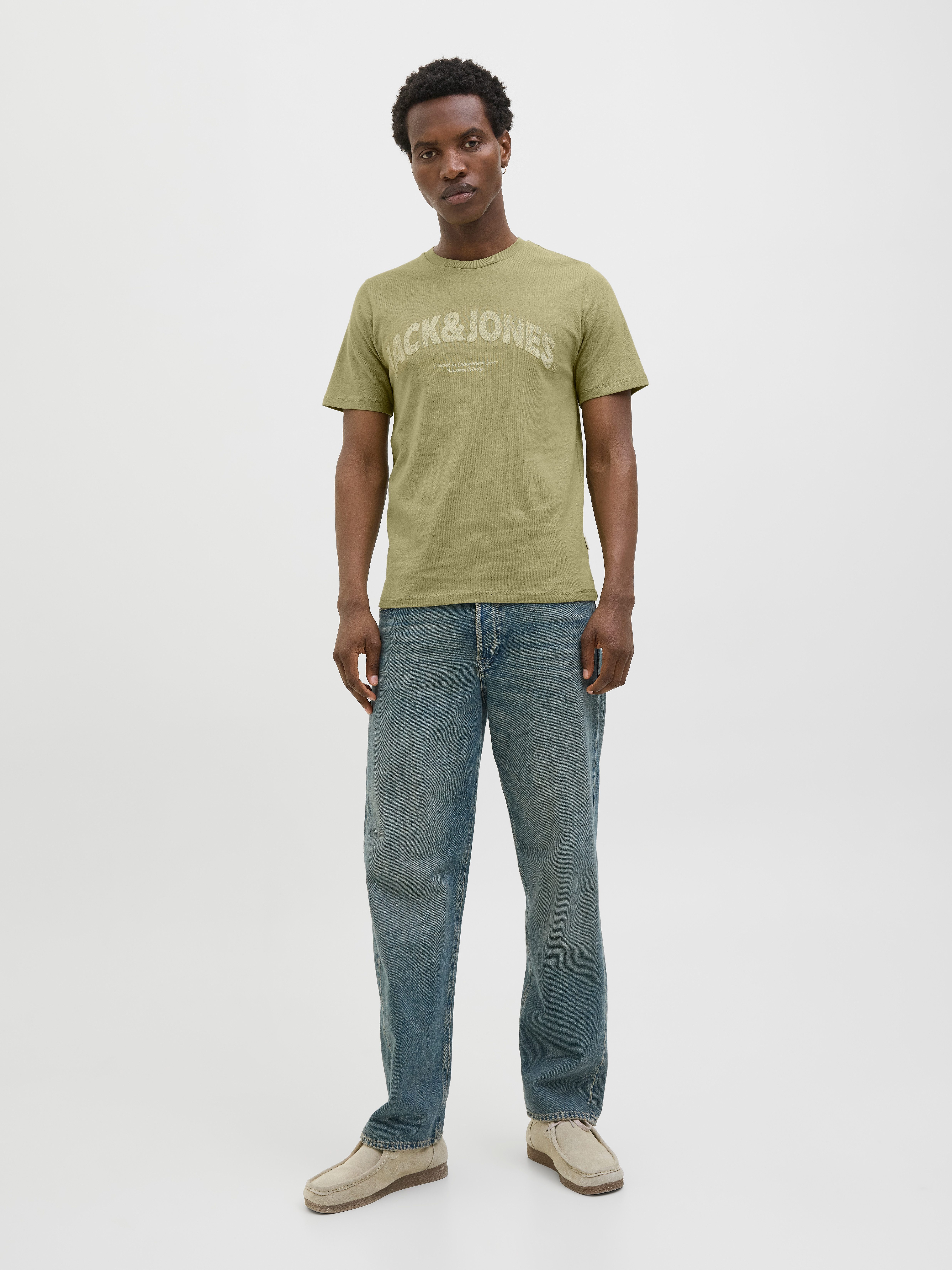 Jack & Jones T-Shirt JORALMERIA BOLD BRANDING TEE SS CN mit Logo Druck