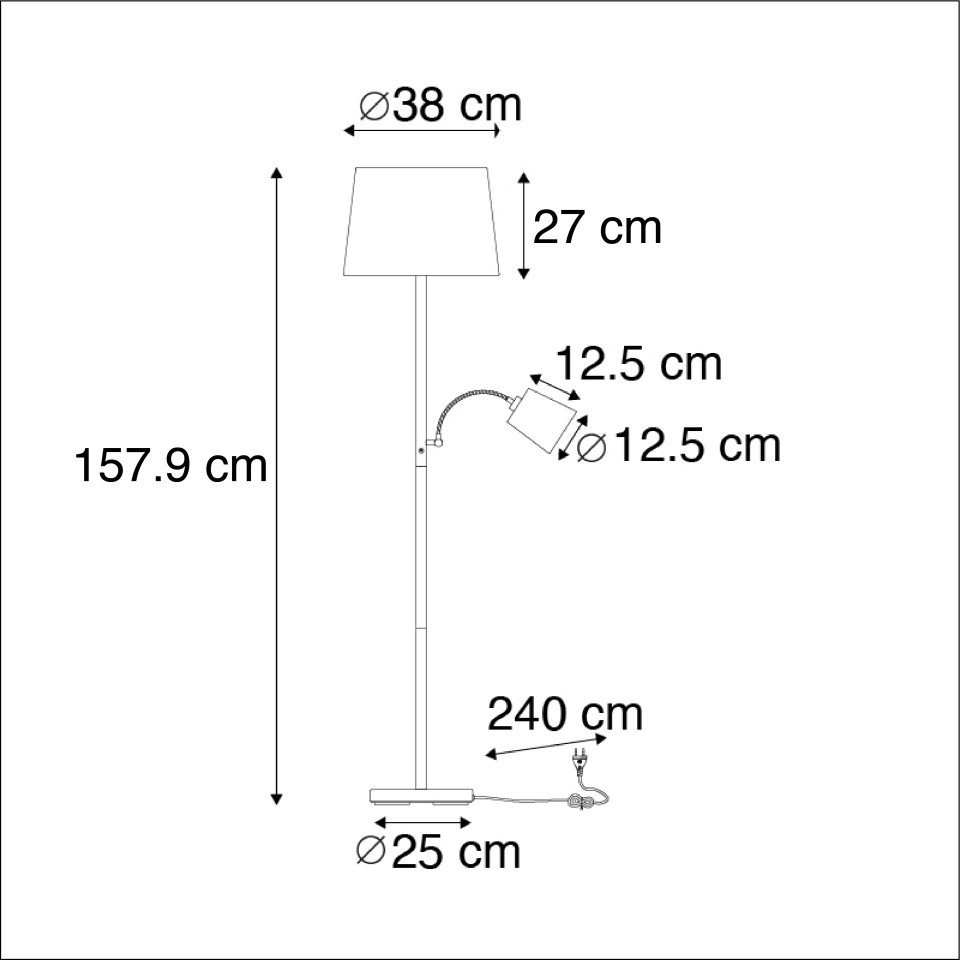 Qazqa LED Leselampe Retro, ohne Leuchtmittel, Warmweiß, QAZQA Lese­leuchte, e27, Bronze, Stahl, Modern