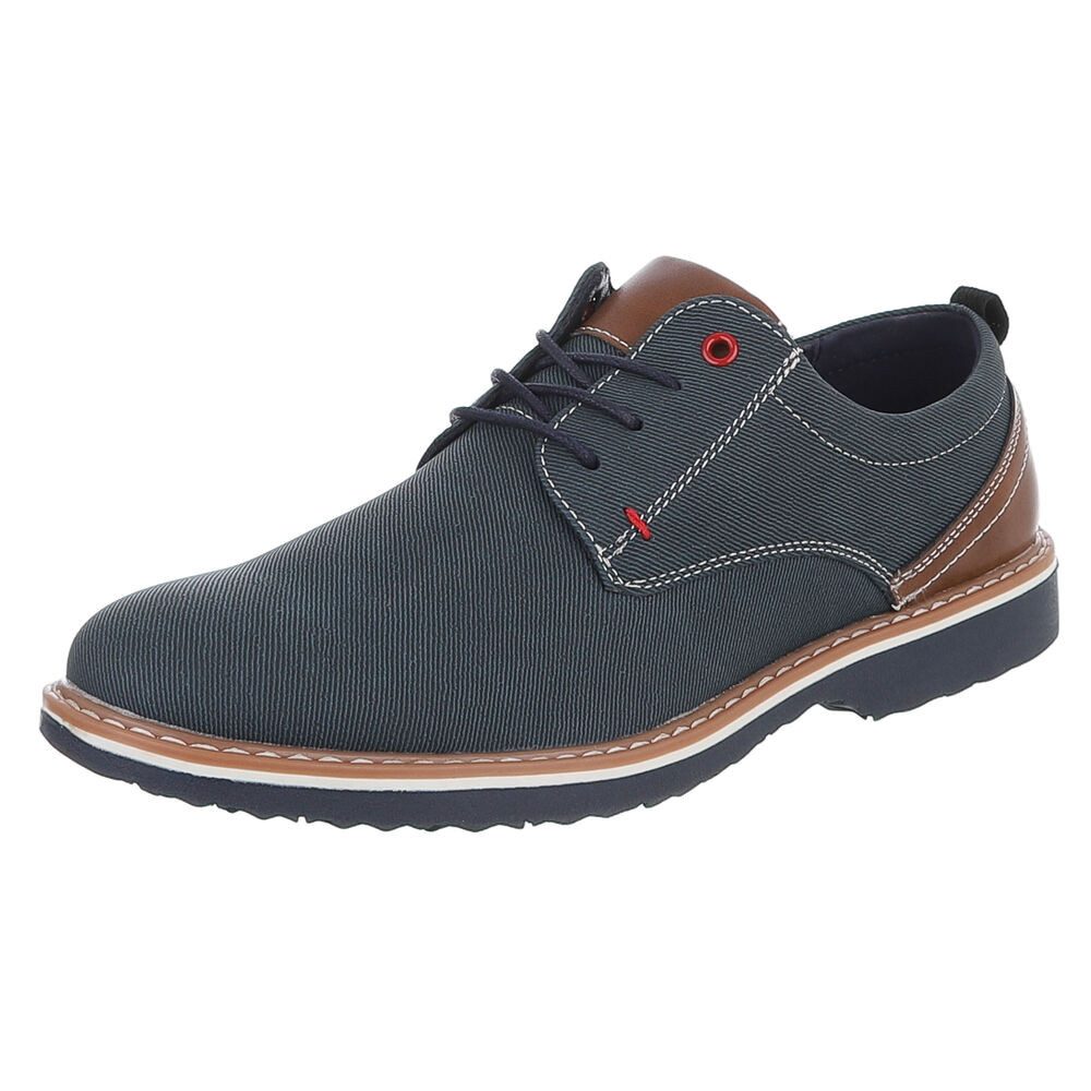 Coolwalk Herrenschnürschuh aus Textil mit Kontrastdetails Schnürschuh (91917732) Blockabsatz Schnürer in Dunkelblau