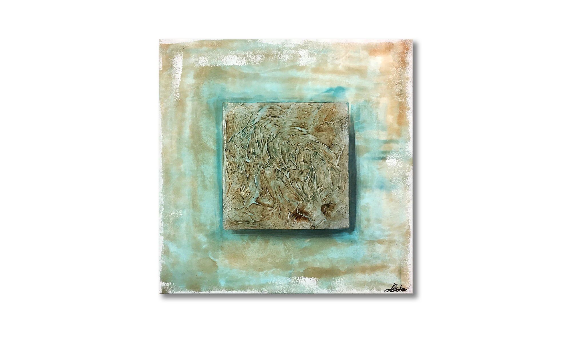 WandbilderXXL Gemälde Baltic Sea 80 x 80 cm, Abstraktes Gemälde, handgemaltes Unikat