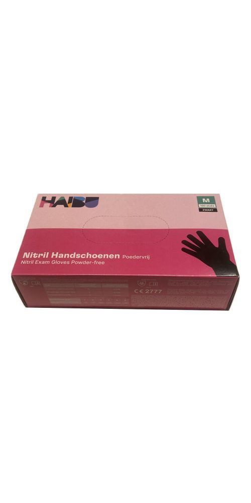 Einweghandschuhe Haibu Nitril Handschuhe Puderfrei Schwarz Größe M - 100 Stk