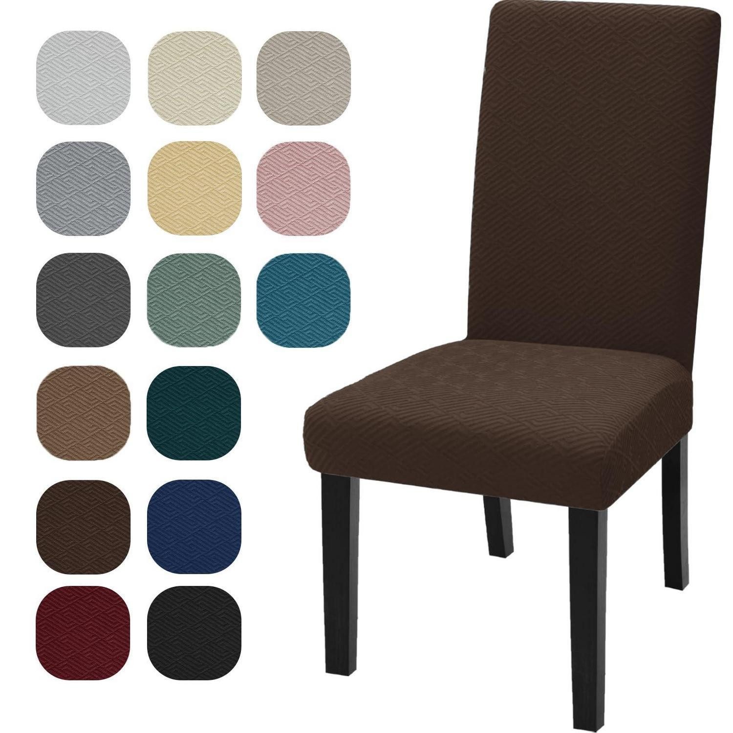 LuxusKollektion Stuhlhusse Stuhlhussen 2er Stretch Sesselüberzug waschbar Kaffee 2er Set