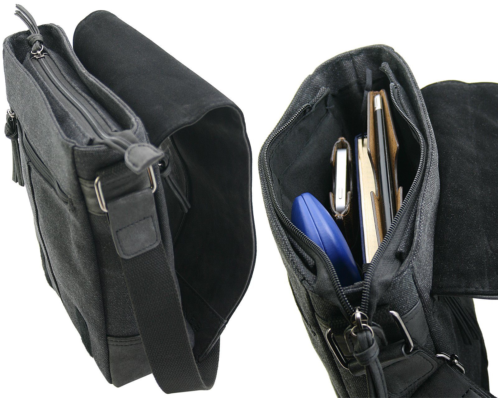 J JONES JENNIFER JONES Schultertasche Umhängetasche aus Canvas - Messenger Bag in 3 Größen – Bild 3 von 5