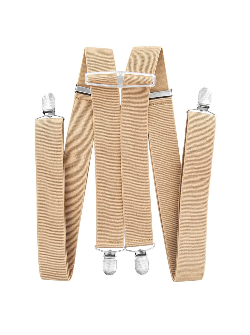 axy Hosenträger Herren Hosenträger 4 Stabile Clips H-Form einfarbig 3,5cm Breit verstellbar und elastisch 120cm Lang