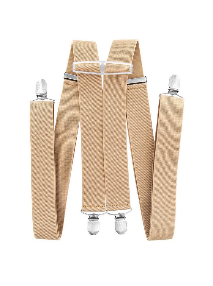 axy Hosenträger Herren Hosenträger 4 Stabile Clips H-Form einfarbig 3,5cm Breit verstellbar und elastisch 120cm Lang