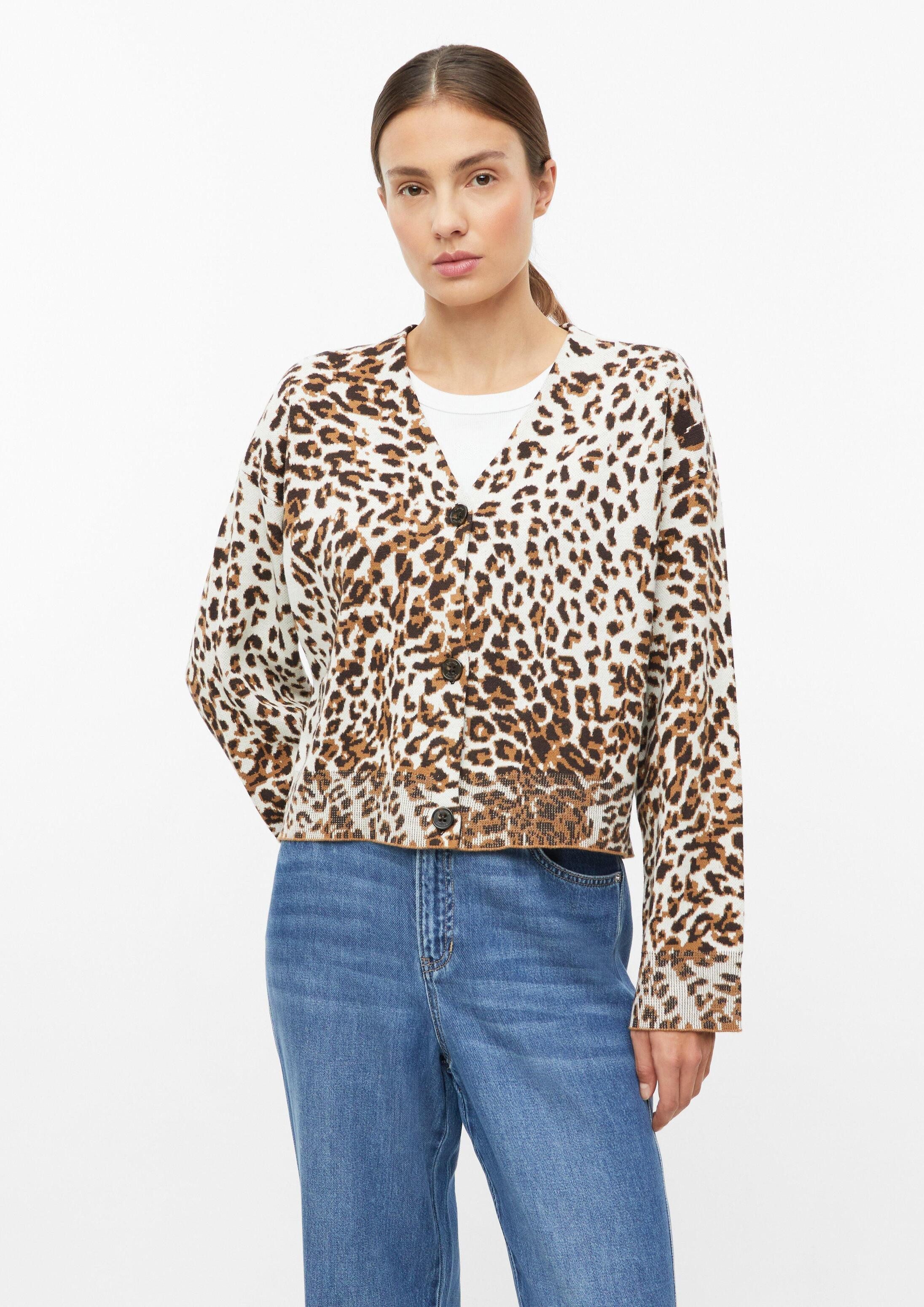 s.Oliver Cardigan Strickjacke Cardigan mit Leo-Jacquardmuster