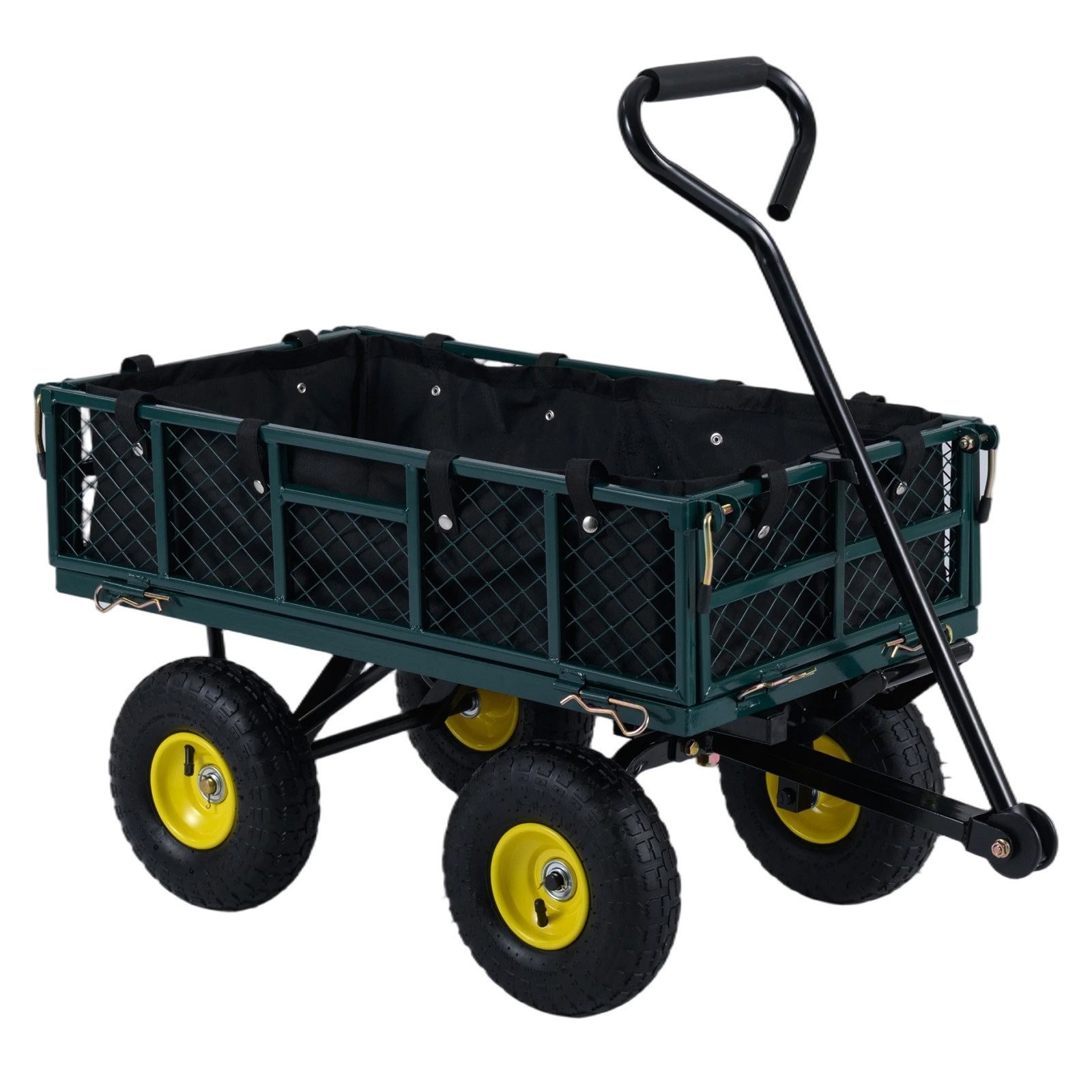 KOMFOTTEU Bollerwagen, mit Luftreifen, abnehmbare Seitenteile & 270° drehbarer Griff