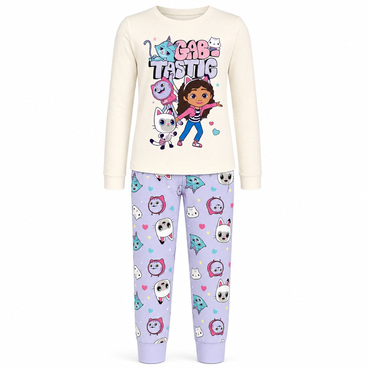 Gabby's Dollhouse Schlafanzug Gabbys Dollhouse Kinder Mädchen langarm Schlafanzug Pyjama (Packung) Gr. 104 bis 128 - 100% Baumwolle
